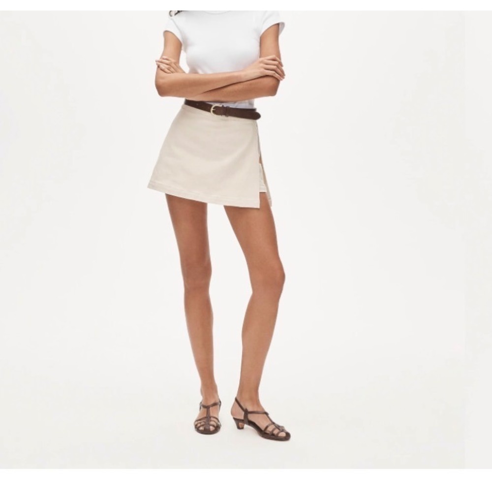 J.Crew Denim Skort 6 Cream Minimalist Wrap Front organic old money 90s